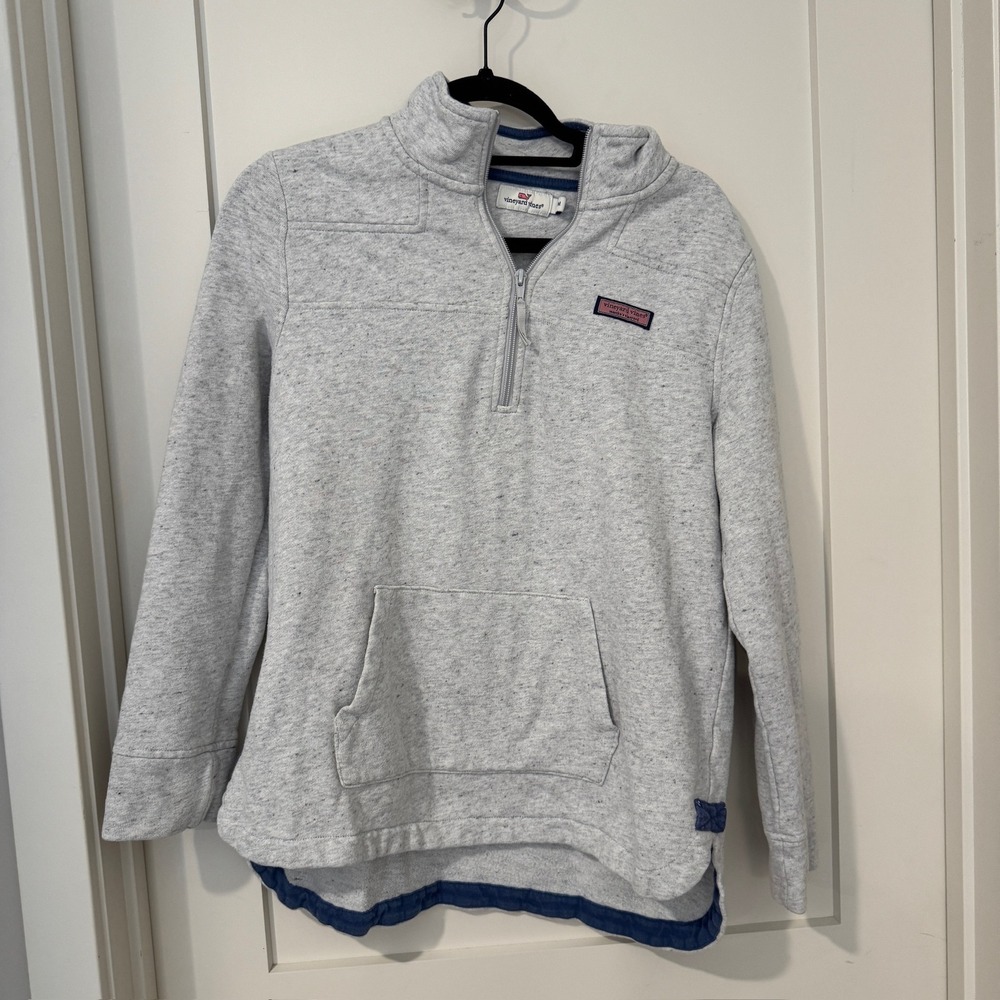 Vineyard Vines Womens Gray Heather Quarter Zip Pullover Sweatshirt 2K1047 Size M